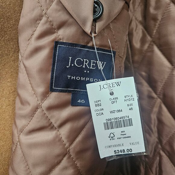 J.Crew Thompson Topcoat Mens Dark Camel 46 Classic Timeless Rain Cold NWT - Picture 4 of 4